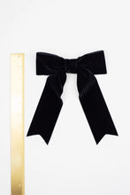 Load image into Gallery viewer, Bailee Luxe Black Velvet Bow Barrette