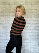 Load image into Gallery viewer, Shaper Fit Striped Rib-Knit Long-Sleeve Top