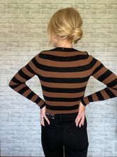 Load image into Gallery viewer, Shaper Fit Striped Rib-Knit Long-Sleeve Top