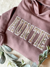 Load image into Gallery viewer, Auntie Appliqué Embroidered Orchid Hoodie