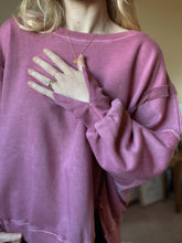 Load image into Gallery viewer, Organic Pigment Washed Rose Violet Sweatshirt