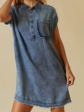 Load image into Gallery viewer, Elsie Tencel Denim Frayed Dress
