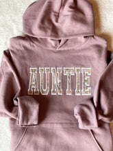 Load image into Gallery viewer, Auntie Appliqué Embroidered Orchid Hoodie