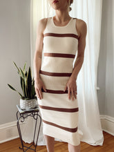 Load image into Gallery viewer, Ivory + Camel Stripe Sweater Midi Dress
