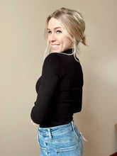Load image into Gallery viewer, Black Ribbed Mock Neck Long Sleeve