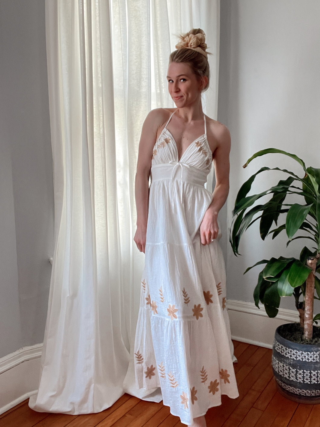 Jasmine Floral Embroidered Woven Maxi Dress