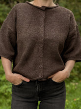 Load image into Gallery viewer, Willa Knit Quarter Sleeve Chocolate Cardigan