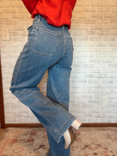 Load image into Gallery viewer, Vervet Super High Rise Wide Leg Denim w/ Leg Seam + Denim Bow Tie