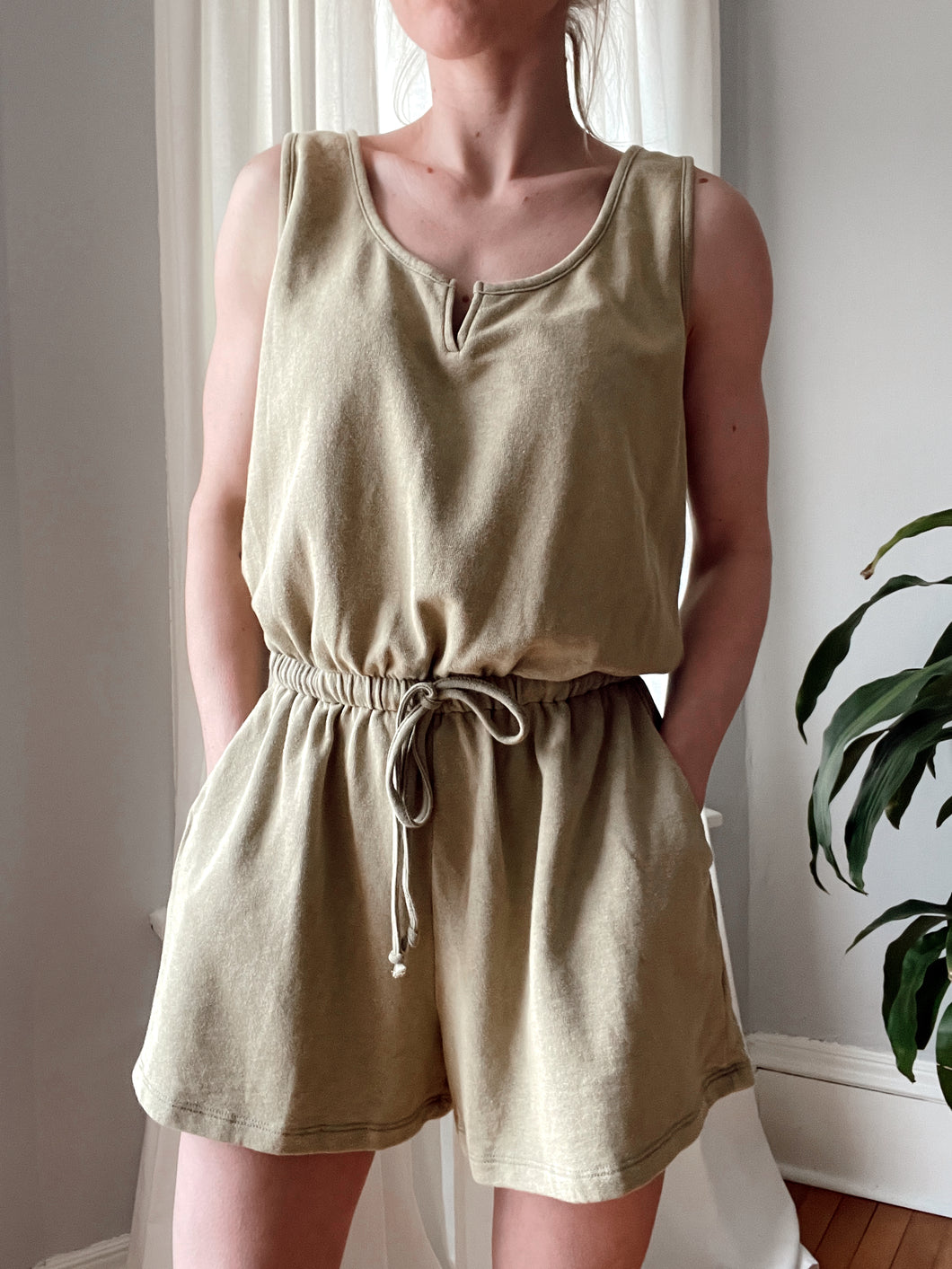 Olive French Terry Knit Romper