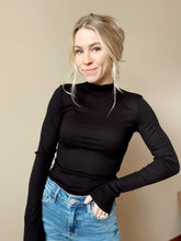 Load image into Gallery viewer, Black Ribbed Mock Neck Long Sleeve