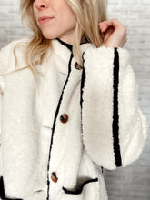 Load image into Gallery viewer, Reversible Quilted Black + White Sherpa Jacket