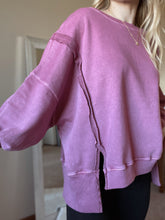 Load image into Gallery viewer, Organic Pigment Washed Rose Violet Sweatshirt