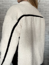 Load image into Gallery viewer, Reversible Quilted Black + White Sherpa Jacket