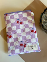 Load image into Gallery viewer, Cherry Checkered Quilted Kindle Case w/ Zipper