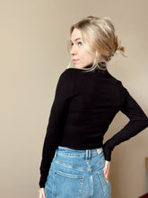 Load image into Gallery viewer, Black Ribbed Mock Neck Long Sleeve