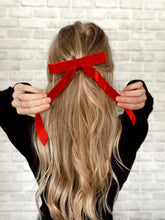 Load image into Gallery viewer, Alice Luxe Red Velvet Long Bow Barrette
