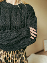 Load image into Gallery viewer, Crochet Raw Edge Long Sleeve Crop Sweater