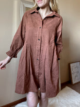 Load image into Gallery viewer, Brown Corduroy Button Down Dress