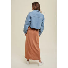 Load image into Gallery viewer, Cropped Bomber Denim Jacket