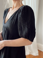 Load image into Gallery viewer, Penny Tiered Mini Black Dress