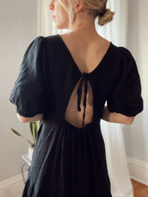 Load image into Gallery viewer, Penny Tiered Mini Black Dress