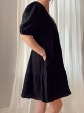 Load image into Gallery viewer, Penny Tiered Mini Black Dress