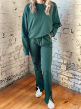 Load image into Gallery viewer, Deep Emerald Slit-Hem Sweatpants