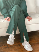Load image into Gallery viewer, Deep Emerald Slit-Hem Sweatpants