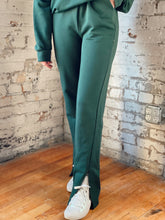Load image into Gallery viewer, Deep Emerald Slit-Hem Sweatpants