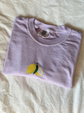Load image into Gallery viewer, Orchid Tee w/ Embroidered Lemon
