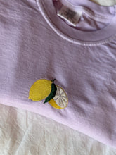 Load image into Gallery viewer, Orchid Tee w/ Embroidered Lemon
