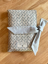 Load image into Gallery viewer, Cottage Blue Floral Quilted Bow Book Sleeve
