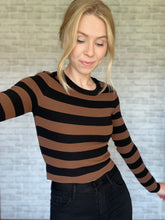 Load image into Gallery viewer, Shaper Fit Striped Rib-Knit Long-Sleeve Top
