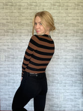 Load image into Gallery viewer, Shaper Fit Striped Rib-Knit Long-Sleeve Top
