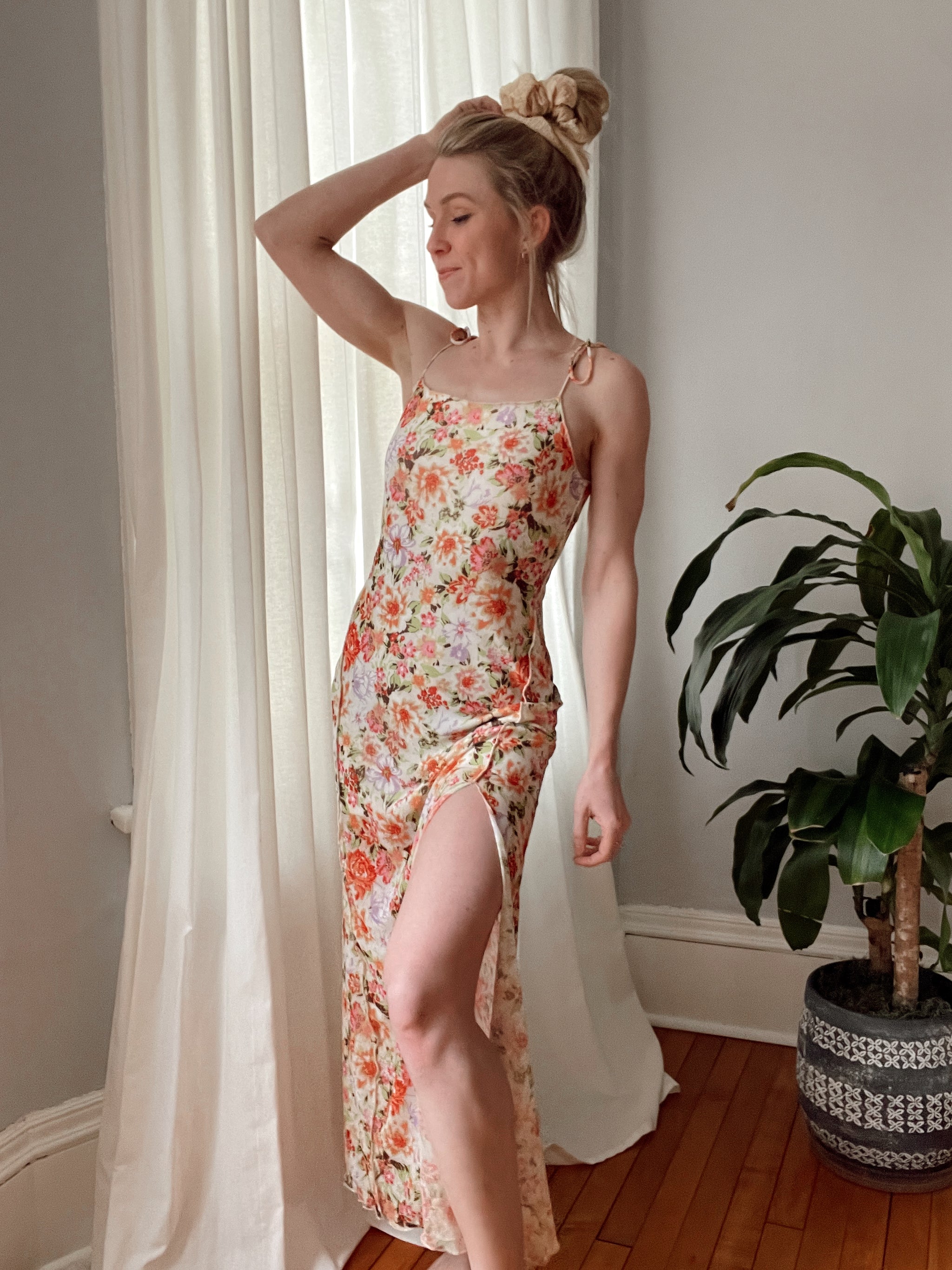 Savannah Floral Mesh Midi Slip Dress – Thread & Table