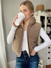 Load image into Gallery viewer, Adore Me Corduroy Brown Puffer Vest
