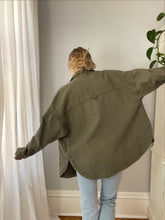 Load image into Gallery viewer, Olive Denim Oversized Shirt Shacket
