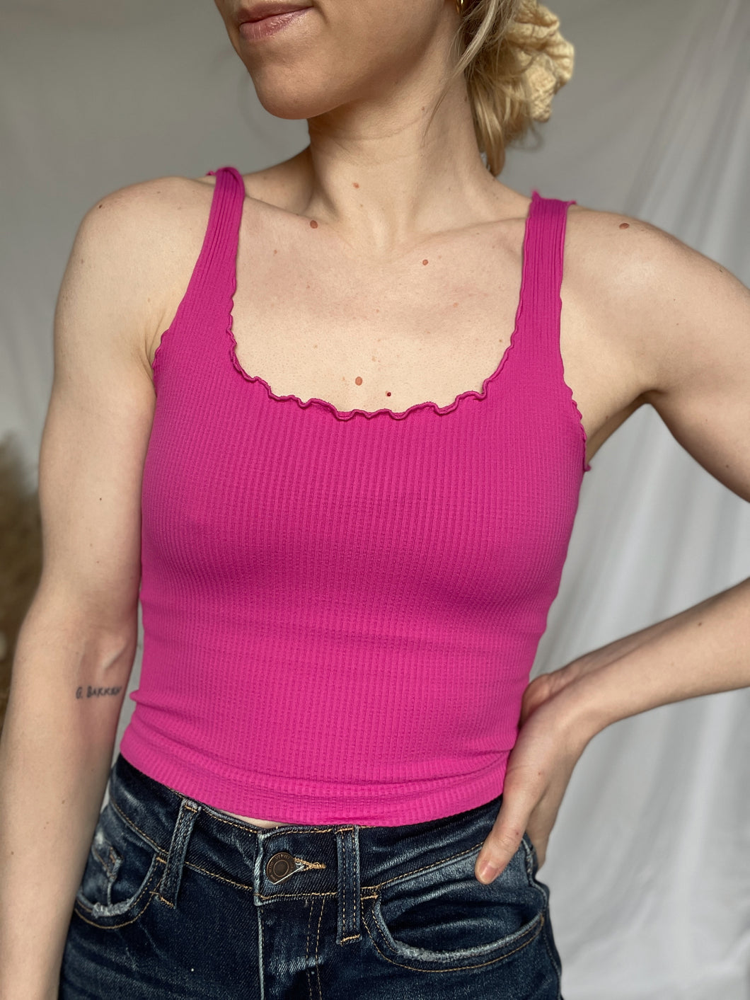 Lettuce Edge Ribbed Crop Top - 4 colors