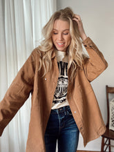 Load image into Gallery viewer, Camel Brown Oversized Denim Shirt Jacket
