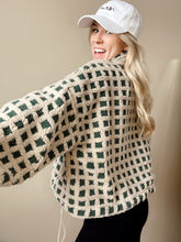 Load image into Gallery viewer, Fuzzy Checkered Sherpa Zip Up Jacket
