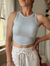 Load image into Gallery viewer, Curved Hem Crop Top - White or Blue
