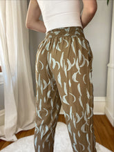 Load image into Gallery viewer, Taupe &amp; Aqua Smocked Printed Pants
