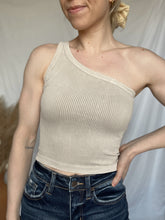 Load image into Gallery viewer, Vintage One Shoulder Ribbed Crop Top - 4 colors
