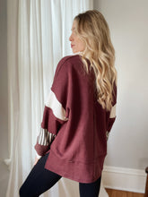 Load image into Gallery viewer, French Terry Knit Color-block Collared Loose Fit Top
