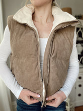 Load image into Gallery viewer, Adore Me Corduroy Brown Puffer Vest
