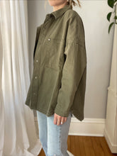 Load image into Gallery viewer, Olive Denim Oversized Shirt Shacket
