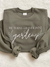 Load image into Gallery viewer, Graves to Gardens Olive Crewneck
