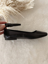 Load image into Gallery viewer, Maribelle Ankle Strap Black Ballet Flats
