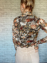 Load image into Gallery viewer, Floral Mesh Long-Sleeve Mock Neck Top
