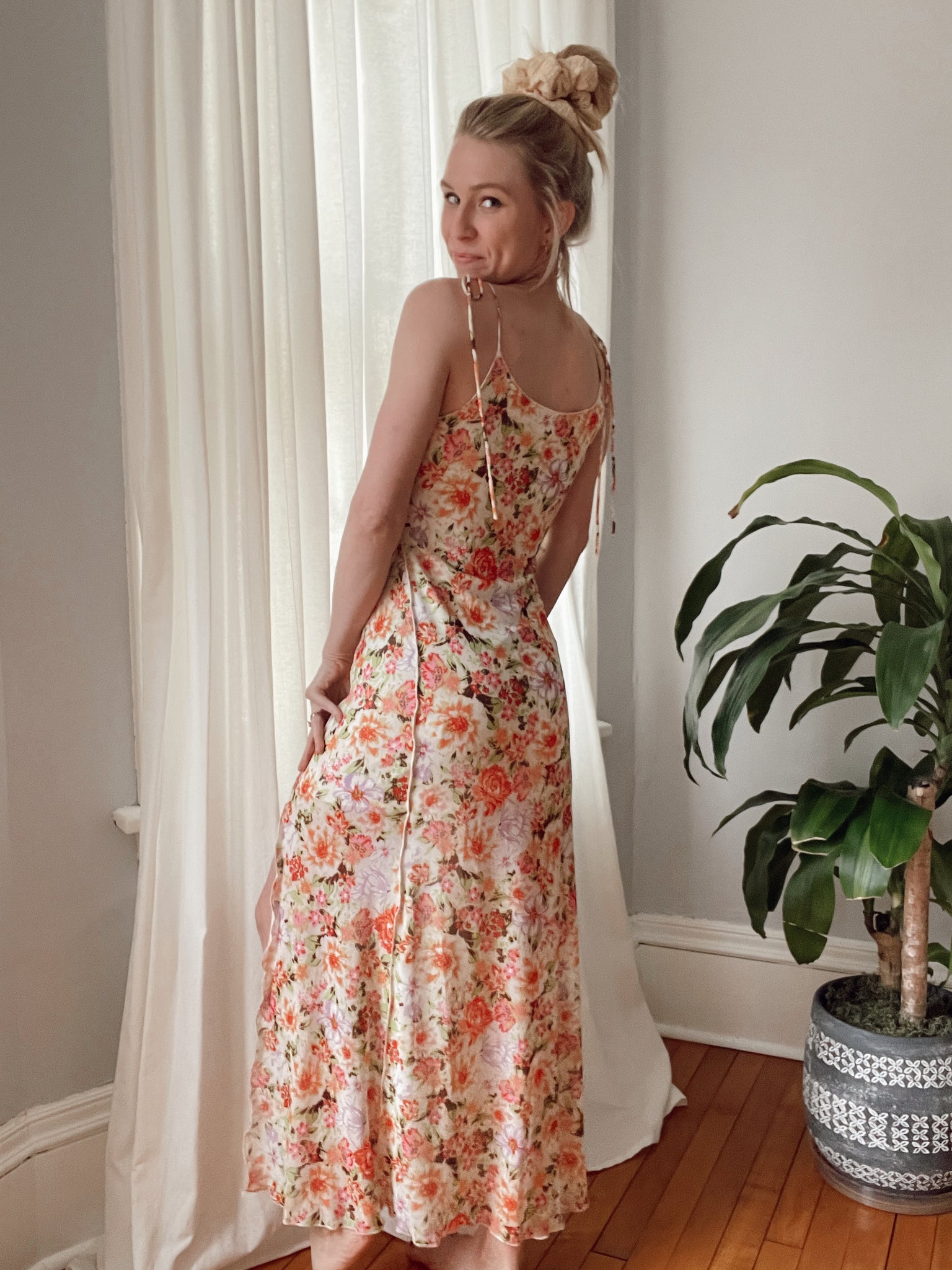 floral mesh slip dress Savannah Floral Mesh Midi Slip Dress
